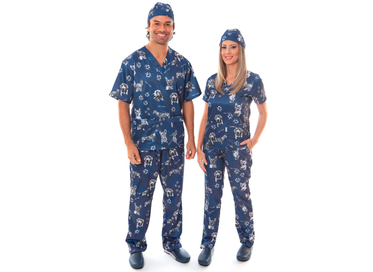 Scrub Blusa Masculina Cao e Gato Azul Marinho M  1un