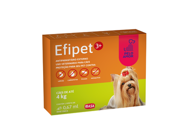 Efipet 3+ Ibasa 0,67ml - Antiparasitário Externo para Cães de até 4kg