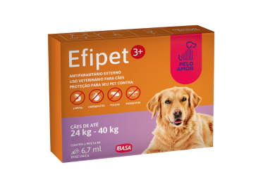 Efipet 3+ Ibasa 6,7ml - Antiparasitário Externo para Cães de 24kg a 40kg