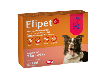 Efipet 3+ Ibasa 4ml - Antiparasitário Externo para Cães de 9kg a 24kg