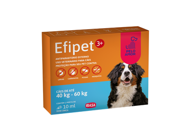 Efipet 3+ Ibasa 10ml - Antiparasitário Externo para Cães de 40kg a 60kg